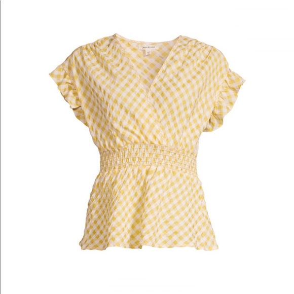 Max Studio Ruffle Gingham Print Top - Picture 3 of 5